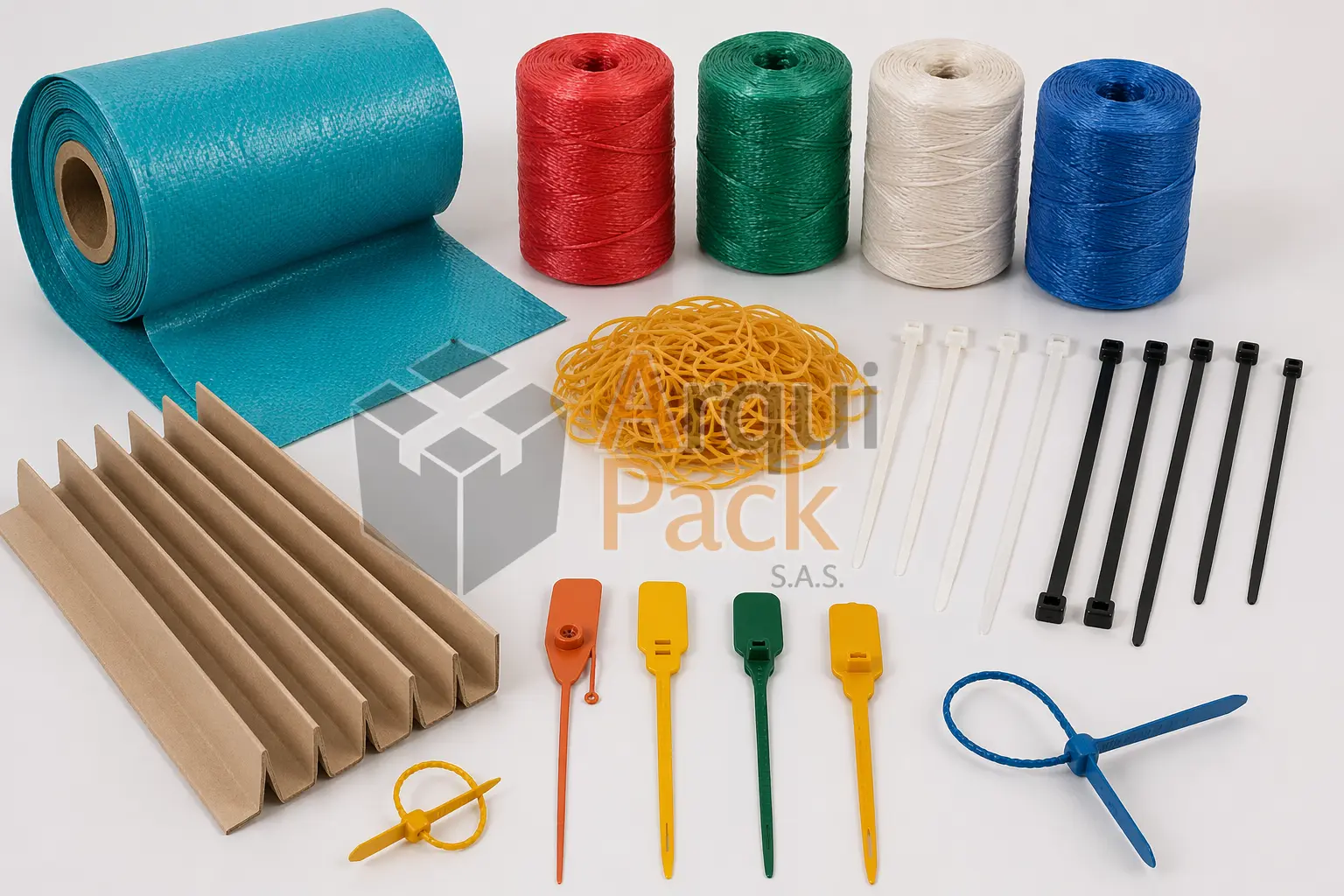 Cabuya cauchos lonas precintos amarres Colombia Arquipack